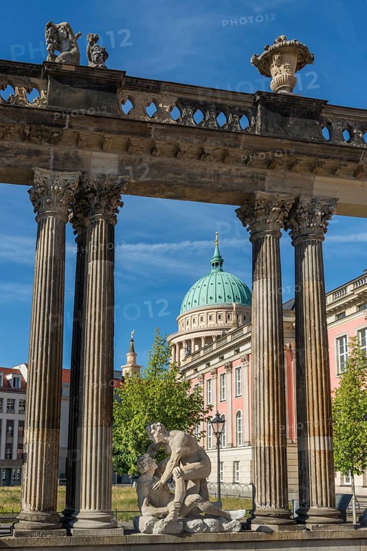 Sculpture with the City Palace and St. Nicholas Church on the Old Market Square, Potsdam