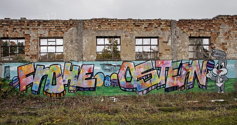Dilapidated hall with gravity of the dilapidated plant of a former agricultural production cooperative of the former GDR, LPG, Lost Place, Müggenburg, Fischland-Darß-Zingst, Western Pomerania National Park, Mecklenburg-Western Pomerania, Germany