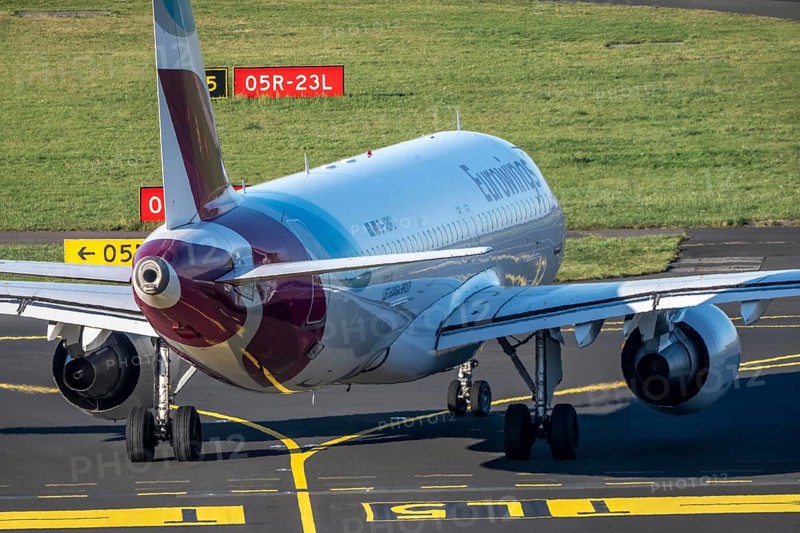 Eurowings Airbus on the taxiway to take off, Düsseldorf Airport, DUS