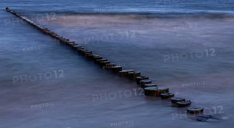 Grooves in the sea, panorama, long exposure, Zingst, Fischland-Darß-Zingst, Western Pomerania Lagoon Area National Park, Mecklenburg-Western Pomerania, Germany
