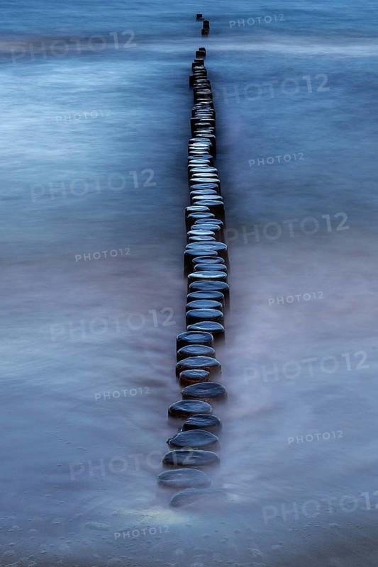 Grooves in the sea, long exposure, Zingst, Fischland-Darß-Zingst, Western Pomerania Lagoon Area National Park, Mecklenburg-Western Pomerania, Germany