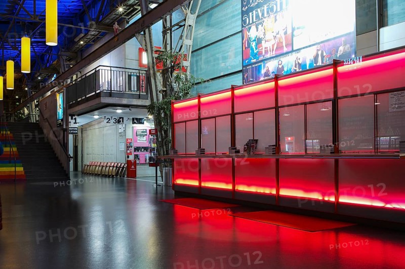 Interior view of Theaterhaus, Box Office, Foyer, Siemensstraße, Stuttgart, Baden-Württemberg, Germany