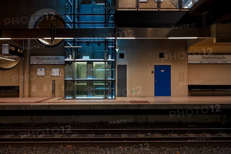 Glass elevator, Maybachstraße stop, subway, light rail, platform, train station, public transport, Stuttgart, Baden-Württemberg, Germany