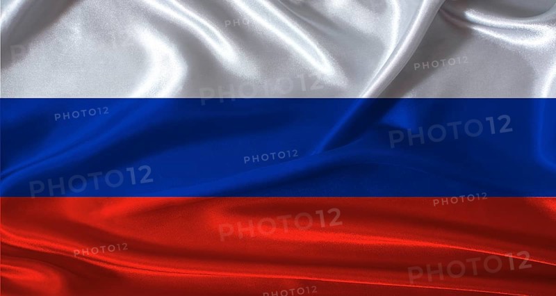 National flag of Russia with cloth texture. Russia flag with realistic texture background