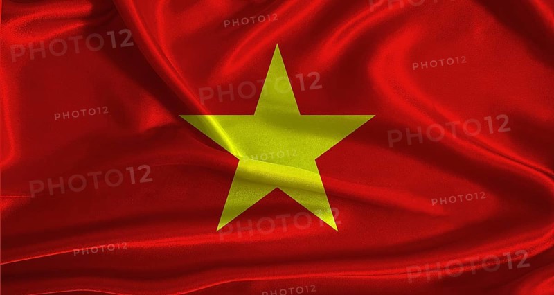 Vietnam flag with cloth textured background. National flag of Vietnam with realistic texture