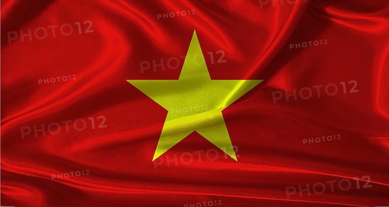 National flag of Vietnam with cloth texture. Vietnam flag with realistic texture background