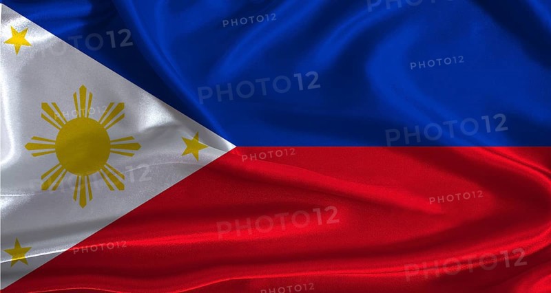 Philippines flag with cloth textured background. National flag of the Philippines with realistic texture