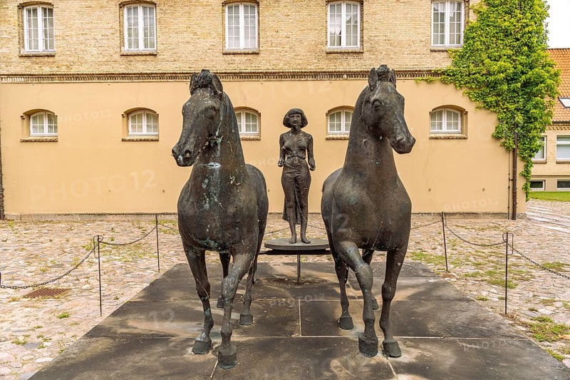Biga sculpture by Hans Wimmer in the sculpture park of Gottorf Castle Museum Island, City of Schleswig, Schleswig-Holstein, Germany