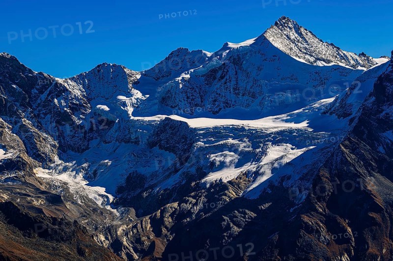 Snow-capped peak of Mount Zinalrothorn, Val d'Anniviers, Valais Alps, Canton of Valais, Switzerland
