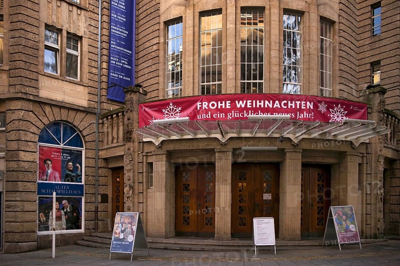 Altes Schauspielhaus, Theater Komödie im Marquardt, banner, banner, ad MERRY CHRISTMASB, Stuttgart, Baden-Württemberg, Germany