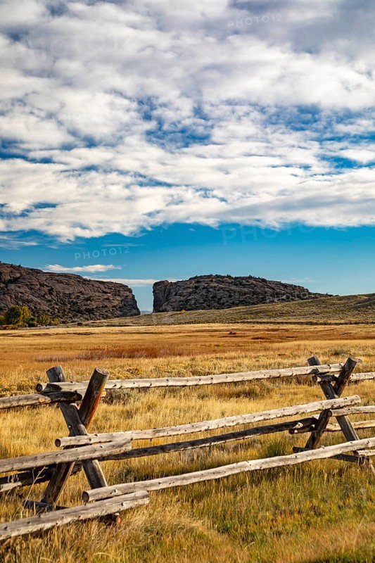 Alcova, Wyoming - Devil's Gate, a canyon cut through solid rock by the Sweetwater River. Emigrants on the Oregon Trail, Mormon Trail, and California Trail passed this way in the mid-19th century