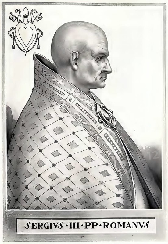 Sergius III (died 14 April 911 in Rome) was antipope in 898 and pope from 29 January 904 to 14 April 911, Historical, authentic, digitally restored reproduction from a 19th century original, Record date not stated