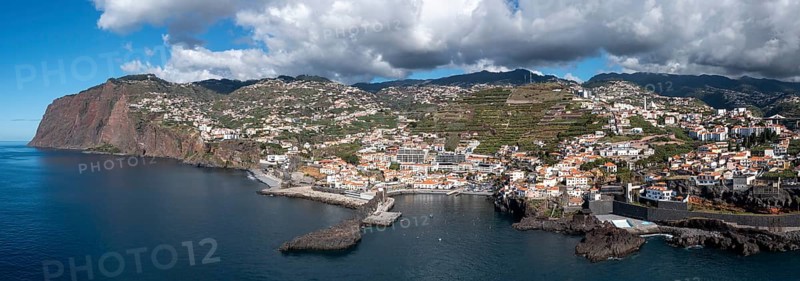 Aerial view of Camera de Lobos fishing village, Madeira, Portugal