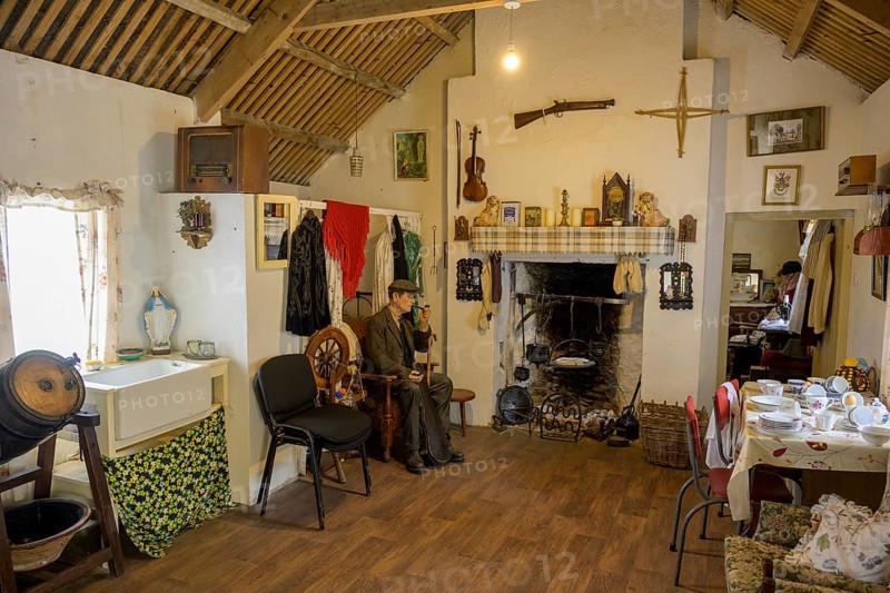 Interior view of a residential building in an open-air museum, Glencolmcille, County Donegal, Ireland