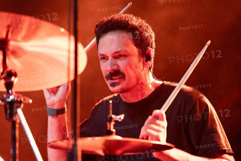Labros G., drummer from 1000mods, live at Huxleys Neue Welt in Berlin on 03.12.2025
