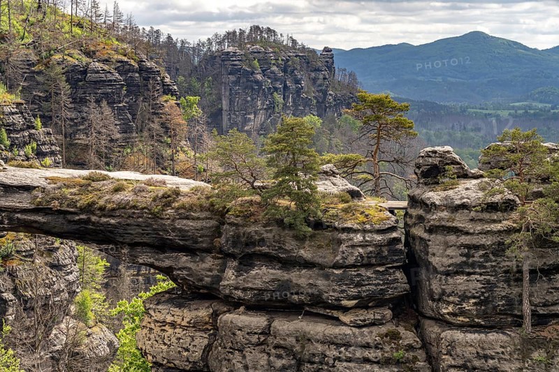 The Prebischtor rock arch in the Bohemian Switzerland National Park near Hrensko, Czech Republic
