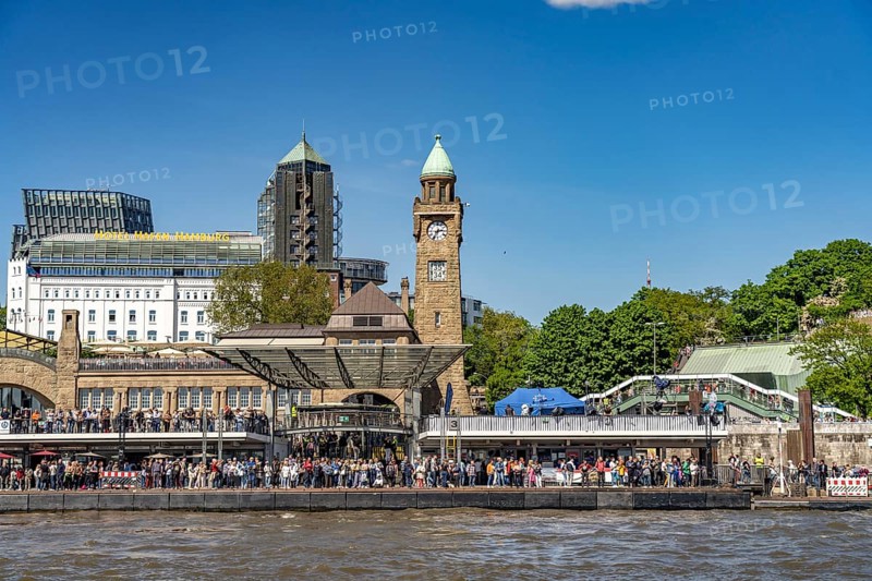 The St. Pauli Landungsbrücken at Hafengeburtstag Hamburg 2025 in the Free Hanseatic City of Hamburg, Germany