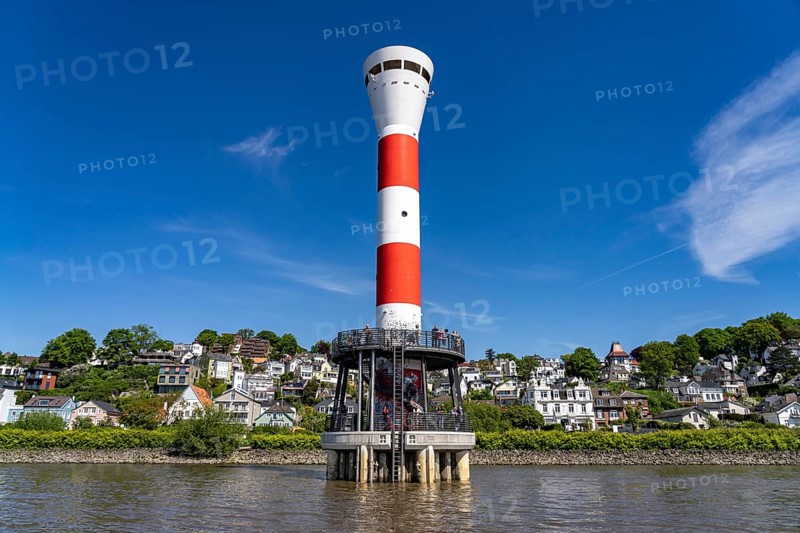 The Blankenese lighthouse on the Elbe in Hamburg, Germany