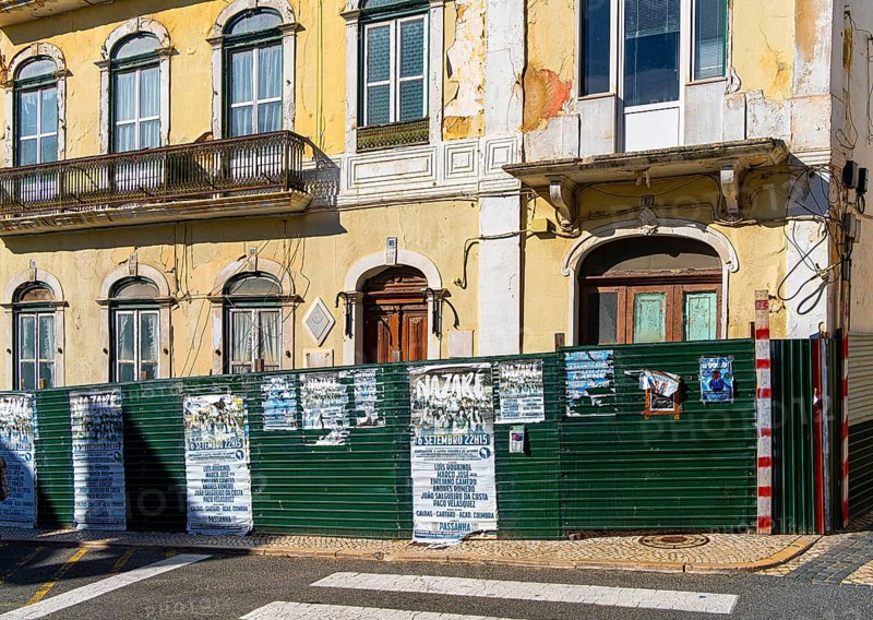 Typical Mediterranean architecture with small narrow streets and streets, Nazare, Portugal