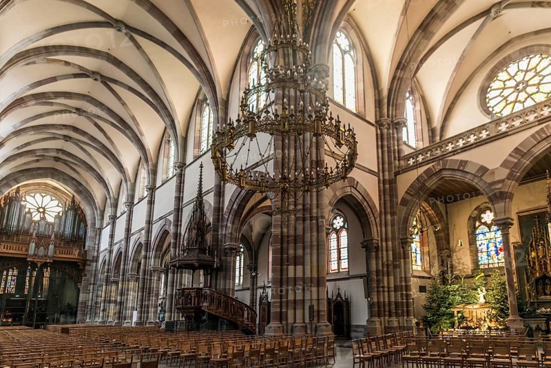 Interior view, Church of St. Peter and Paul, Obernai, Alsace, Bas-Rhin Department, France