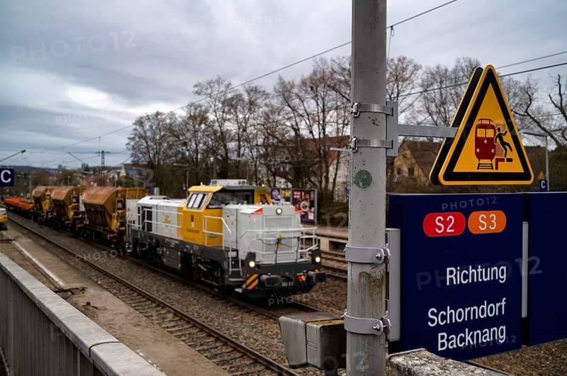Work on the railway line, implementation of digital nodes between Waiblingen and Bad Cannstatt, line closure, construction site, for underground railway project Stuttgart 21, S21, main station, Sommerrain stop, S-Bahn S2 and S3 sign, Stuttgart, Baden-Württemberg, Germany