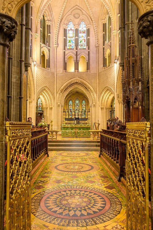 Christchurch Cathedral interior view with floor mosaic, Dublin, County Dublin, Ireland