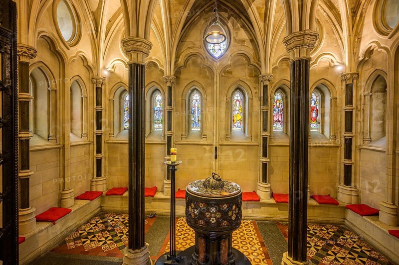 Christchurch Cathedral side chapel with baptismal font, Dublin, County Dublin, Ireland