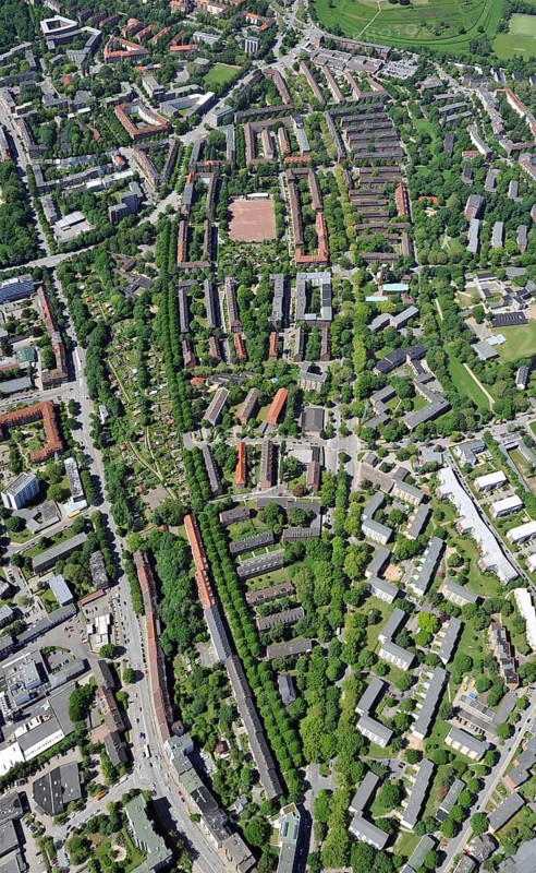 Hamburg, Horn, Washington Allee, Weddestraße, city planning, aerial view, city views, district, district, urban, district, bird's eye view, bird's eye view, Germany, allotment garden, avenue, residential building, sports ground