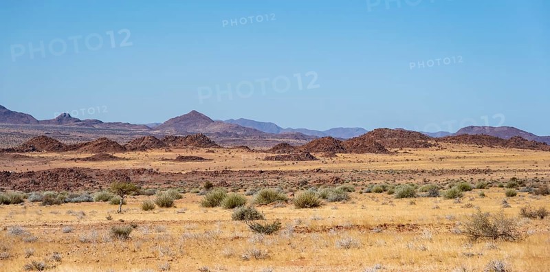 Desert landscape, barren landscape with hills of stacked rocks, Brandberg, Erongo, Damaraland, Namibia