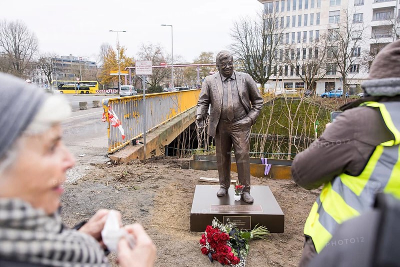 Walter Lübcke memorial at the erection of Walter Lübcke Platz in front of the Konrad Adenauer Haus, the party headquarters of the Christian Democratic Union (CDU) on 02.12.2025. The square was erected by the Centre for Political Beauty (ZPS) and approved by the Berlin Mitte district office for two years. Walter Lübcke was a member of the Hessian state parliament for the CDU and was murdered by an AfD supporter on 2 June 2019