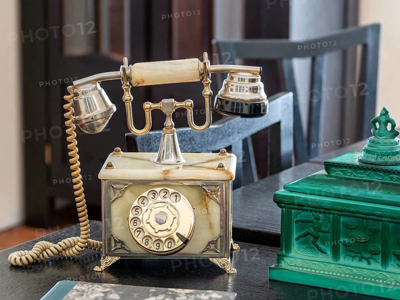 Old antique telephone with dial