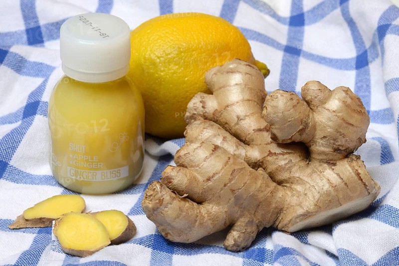 Ginger root, lemon and ginger shot
