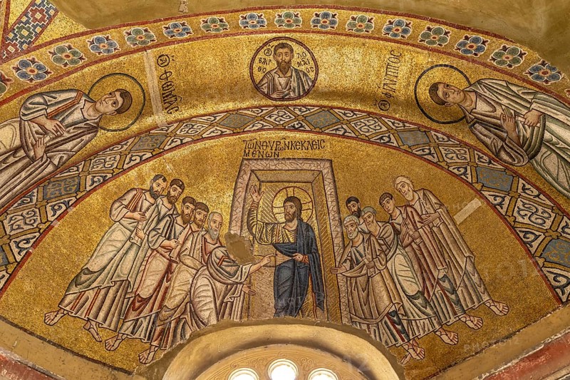 Mosaics in the Catholicon of the Hosios Luke Monastery, UNESCO World Heritage Site in Steiri, Greece