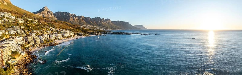 Cityscape, Aerial View, Ocean and Clifton Beach, Camps Bay, Cape Town, South Africa