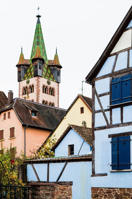 Medieval town and half-timbered houses, Châtenois, Bas-Rhin, Alsace, France