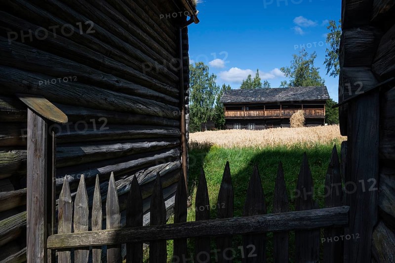 Maihaugen open-air museum with houses and objects from farms in Gudbrandsdal, Lillehammer am Mjøsa Lake, Innlandet Municipality, Norway