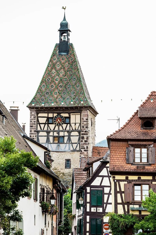 Picturesque village with half-timbered houses, Bergheim, Haut-Rhin, Alsace, France