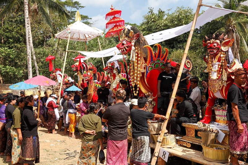 Preparing for a corpse cremation, (Ngaben), Ubud, Bali, Indonesia