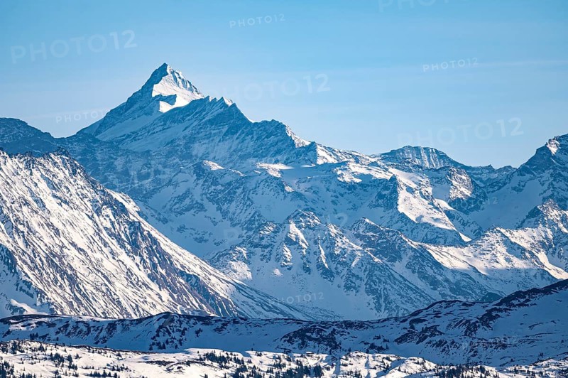 Grossglockner summit in winter, view from Hohe Salve, Tyrol, Austria