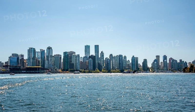 Skyline, city view with skyscrapers, Vancouver, British Columbia, Canada
