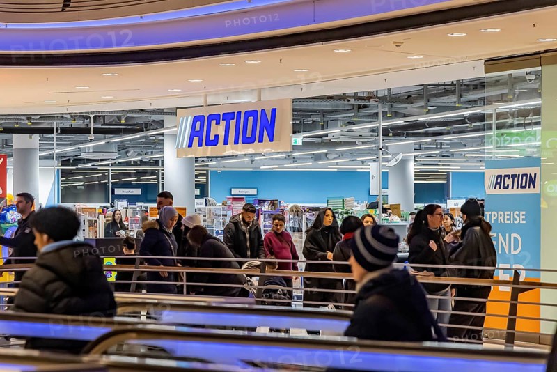 Action, Dutch non-food discounter with more than 3000 branches in 13 European countries. Bargain market at Königsbau Passagen shopping center in Stuttgart, Baden-Württemberg, Germany