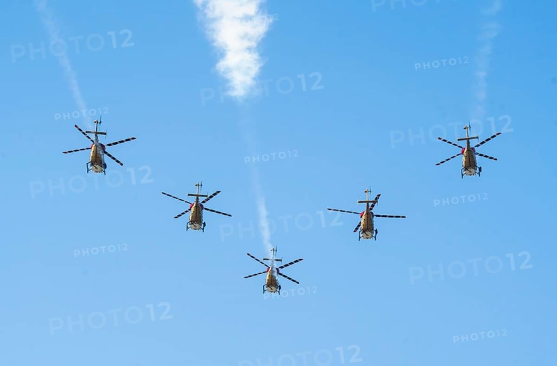 Indian Air Force aerobatic team performs during rehearsals ahead of the air show organised as part of the 93rd Air Force Day celebrations, on November 5, 2025 in Guwahati, India