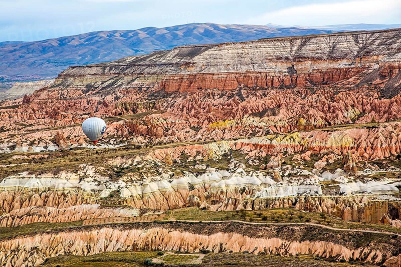 Balloon ride over fantastic tuff rock formations, Cappadocia, Turkey