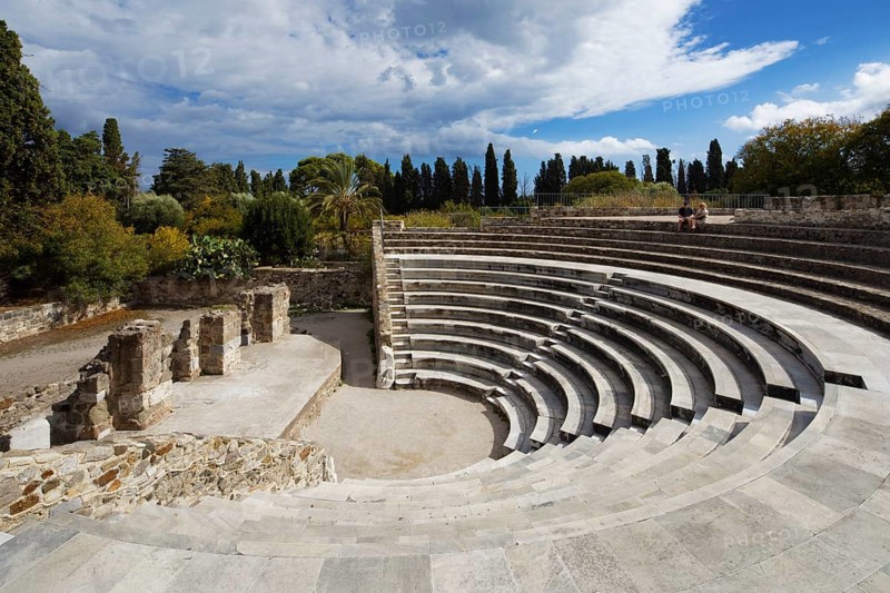 Odeon of Kos, small theatre, reconstruction, originally built probably in the 2nd century AD, designed for 750 visitors, city of Kos, island of Kos, Dodecanese islands, Greece