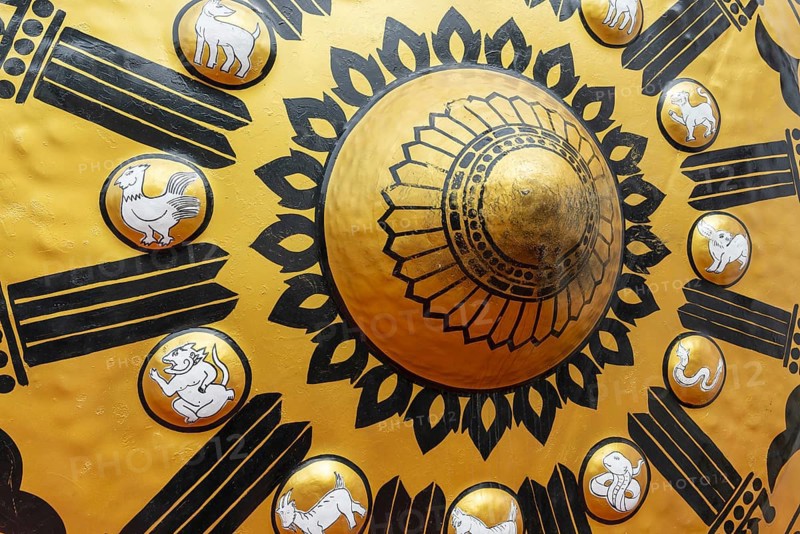 Temple gong (also Victory Gong or Luck Gong), when climbing to Wat Saket (Golden Mount) in the Pom Prap Sattru Phai district, Bangkok, Thailand