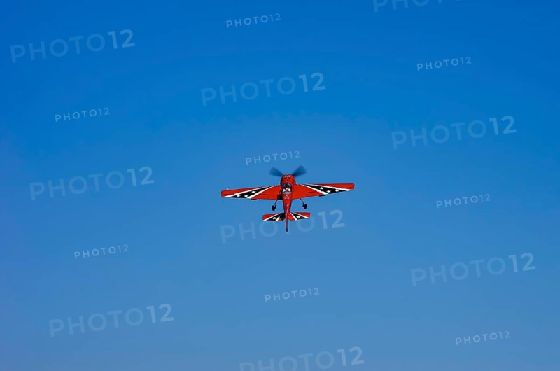 A Soviet Jakovlev Jak-55 sport aircraft with the registration LY-TOY during a flight demonstration as part of an air show on Rossfeld in Metzingen-Glems, Baden-Württemberg, Germany, for editorial use only