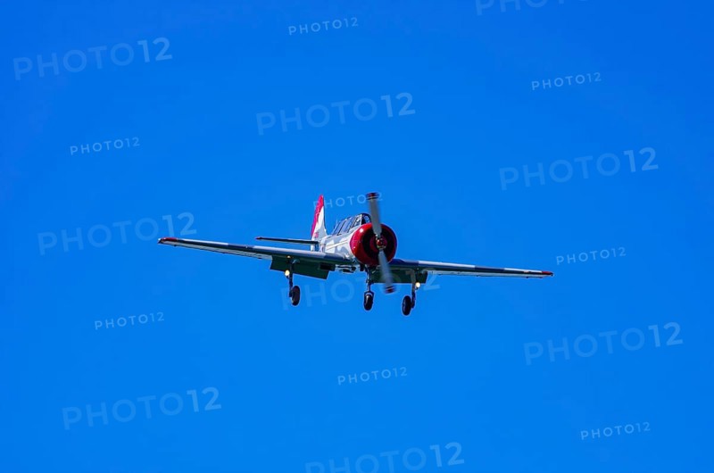 A Jakovlev Jak-52 with registration LY-HLZ during a flight demonstration as part of an air show on Rossfeld in Metzingen-Glems, Baden-Württemberg, Germany, for editorial use only