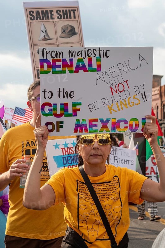 Detroit, Michigan USA - 18 October 2025 - A large crowd gathered for a 'No Kings' rally, protesting President Trump's actions against immigrants and against democratic institutions