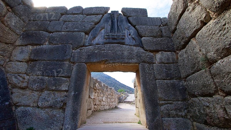 Lion Gate, Mycenae, archaeological site, UNESCO World Heritage Site, Mycenae, Mycenae, important city in the pre-classical period, Peloponnese, peninsula, Greece