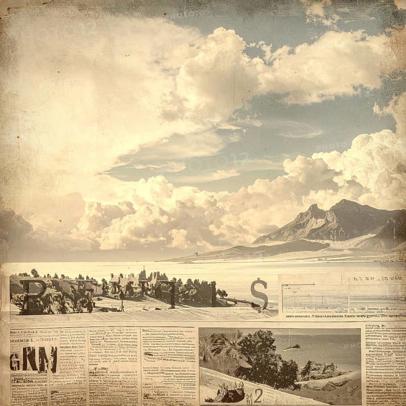 Grunge old public newspaper, texture background wallpaper illustration, vintage tattered yellow press news, AI generated